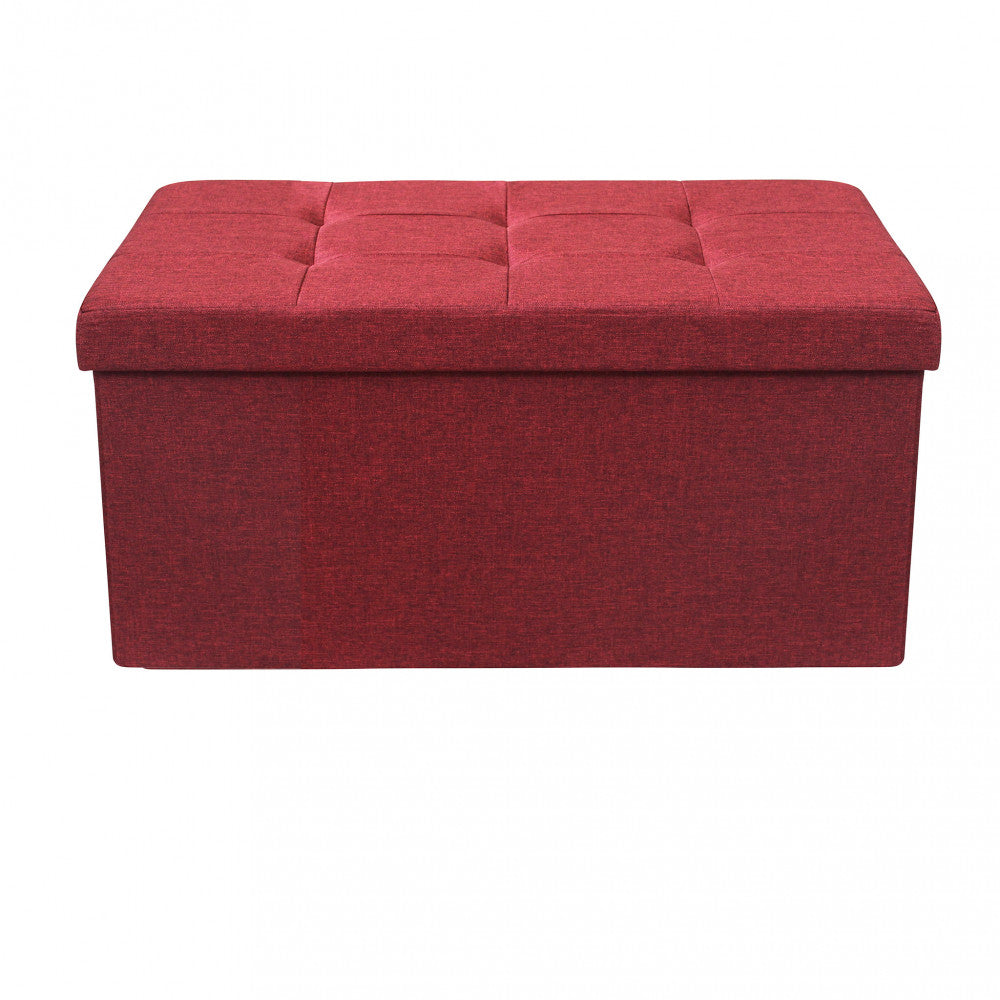 Pouf contenitore rettangolare in stoffa bordeaux
