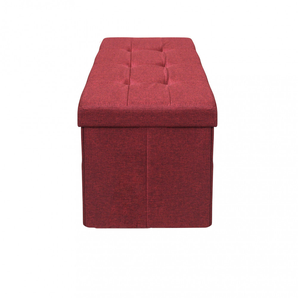 Pouf contenitore rettangolare in stoffa bordeaux