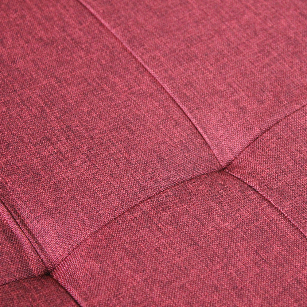 Pouf contenitore rettangolare in stoffa bordeaux