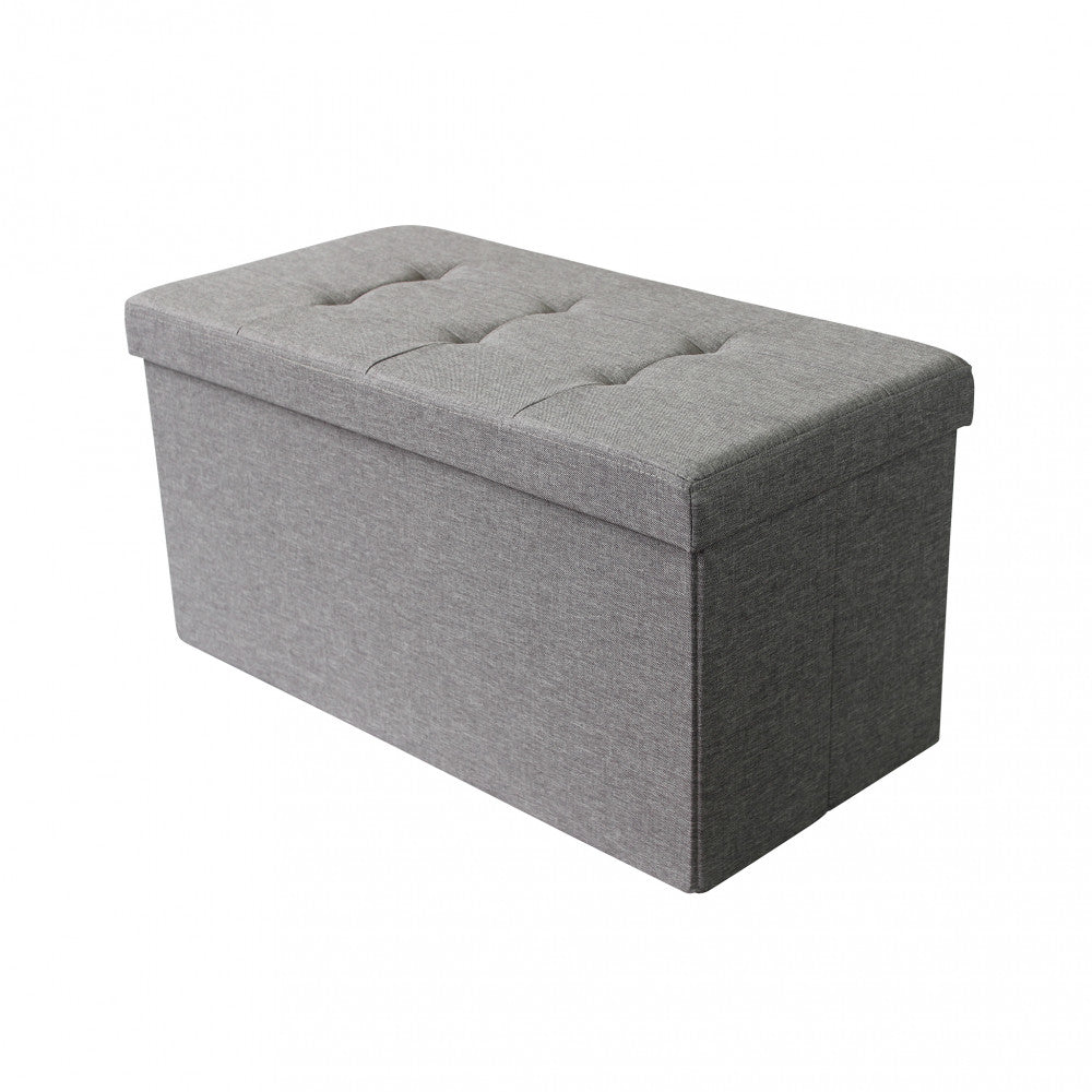 Pouf contenitore rettangolare in stoffa grigio