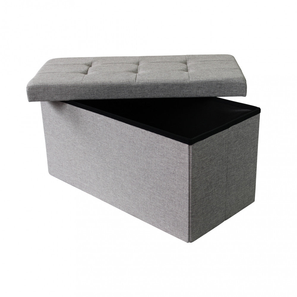Pouf contenitore rettangolare in stoffa grigio