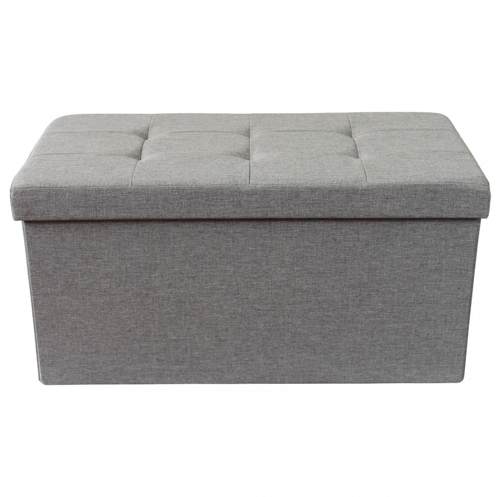 Pouf contenitore rettangolare in stoffa grigio