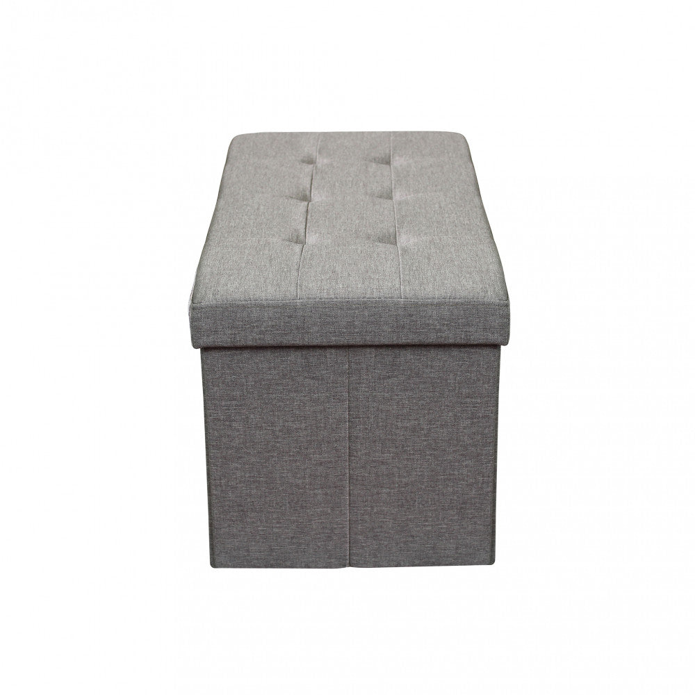 Pouf contenitore rettangolare in stoffa grigio