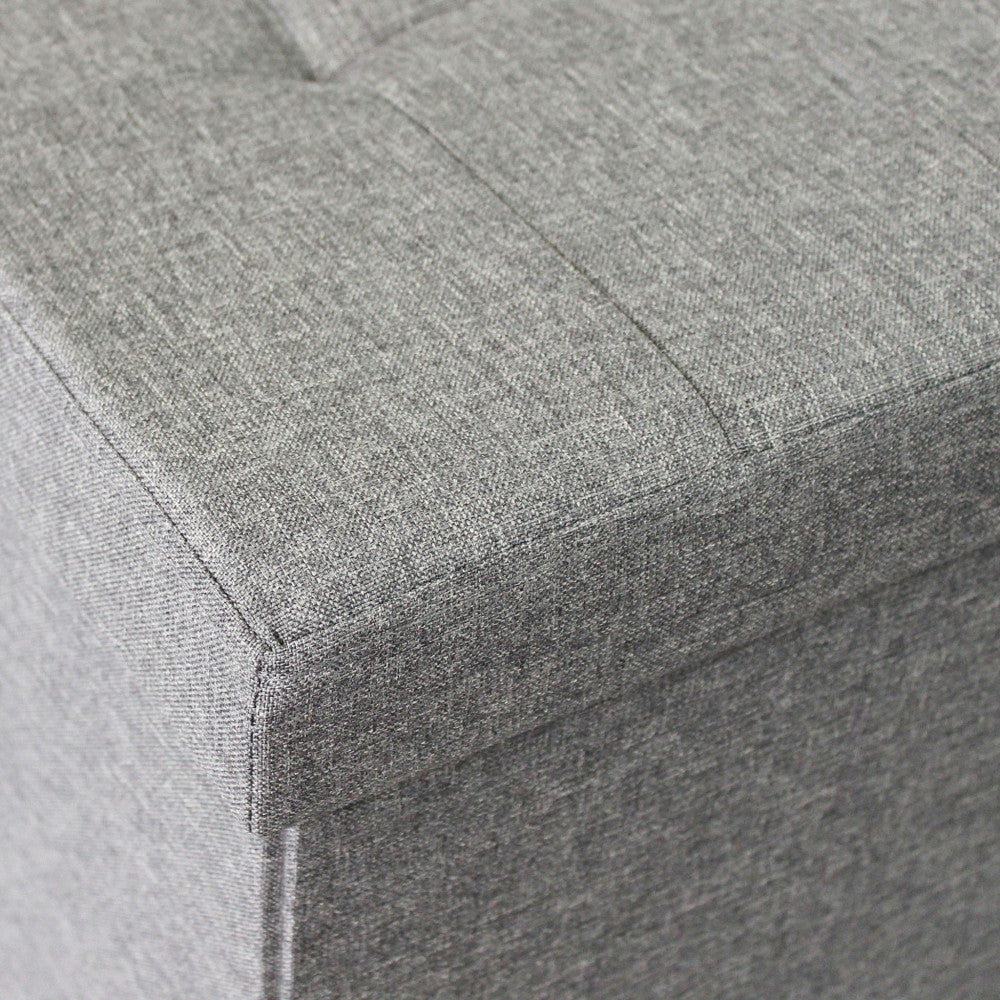 Pouf contenitore rettangolare in stoffa grigio