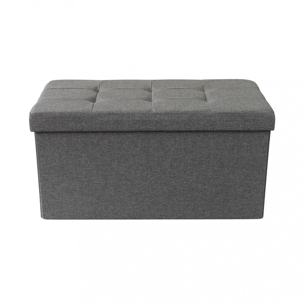 Pouf contenitore rettangolare in stoffa grigio scuro