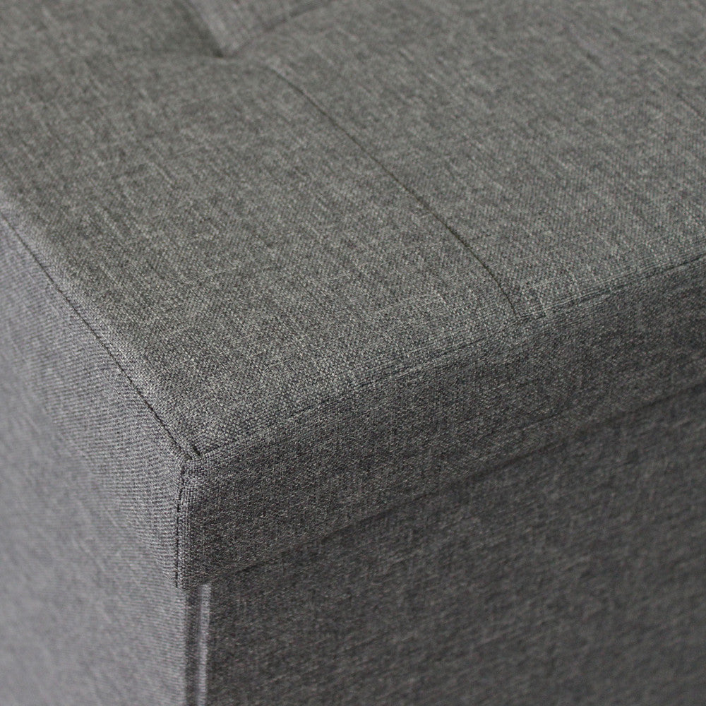 Pouf contenitore rettangolare in stoffa grigio scuro