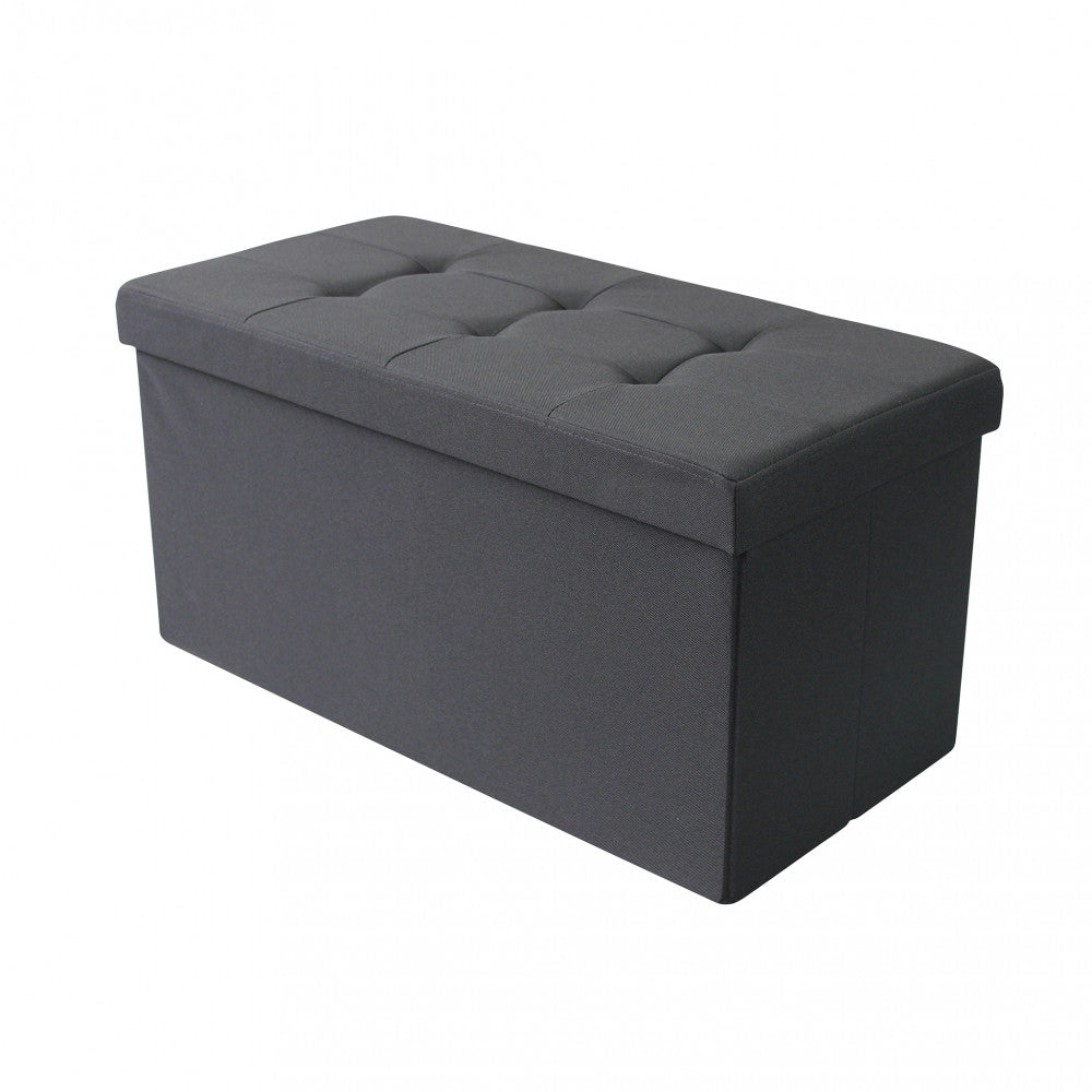 Pouf contenitore rettangolare in stoffa nero