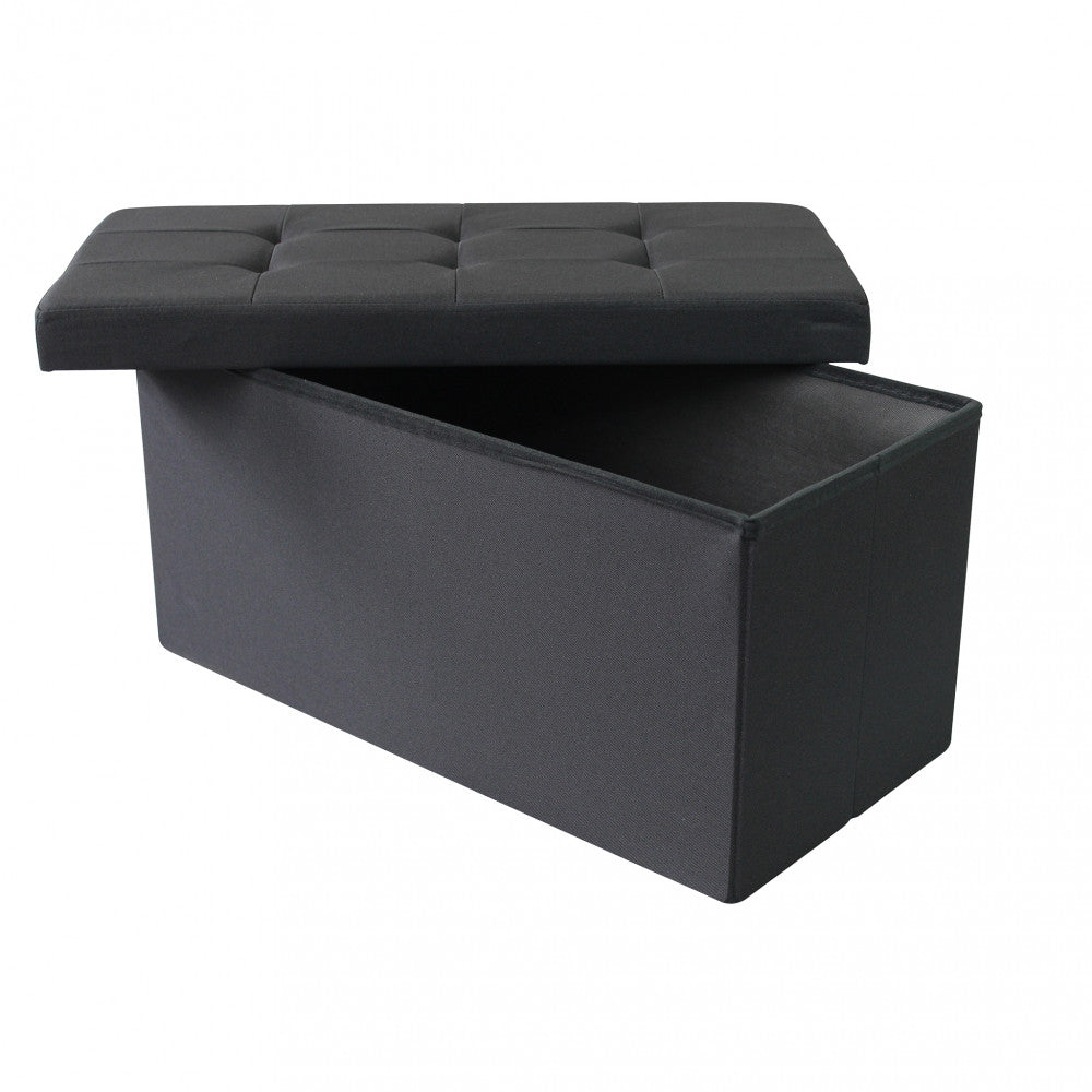 Pouf contenitore rettangolare in stoffa nero