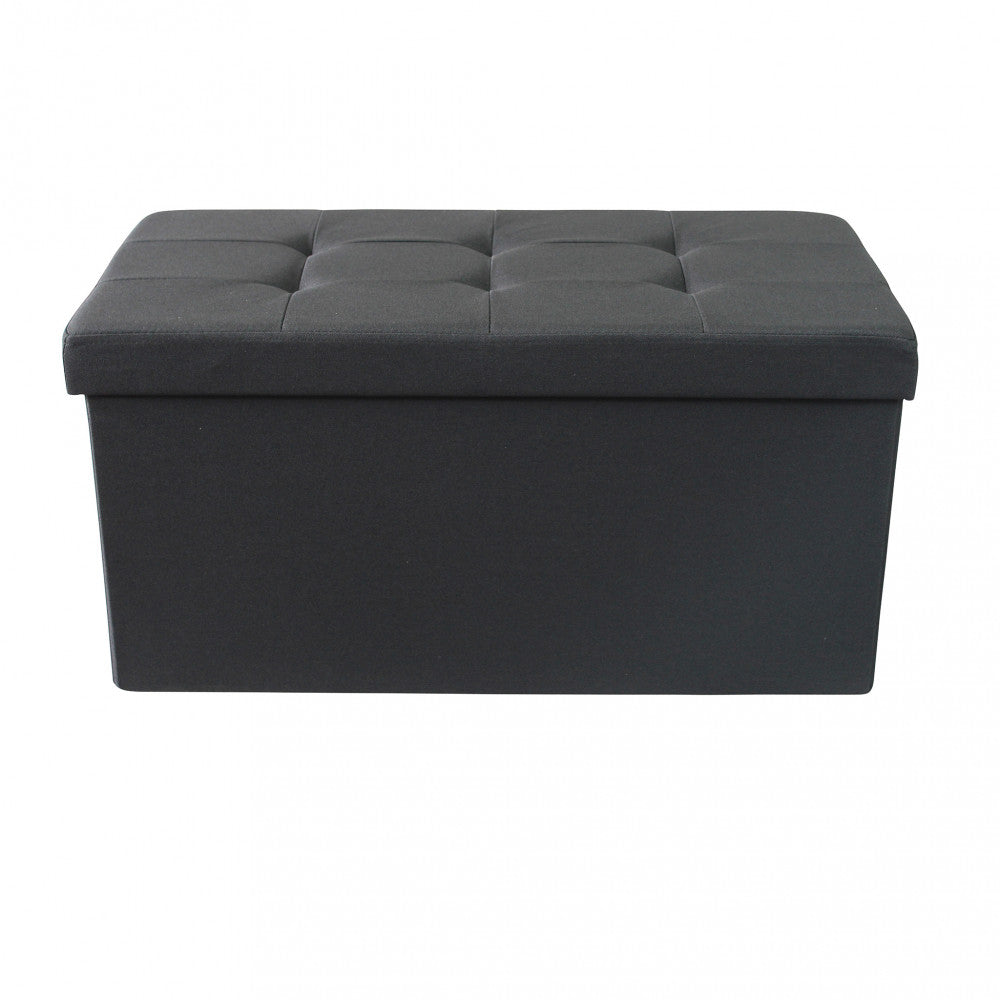 Pouf contenitore rettangolare in stoffa nero