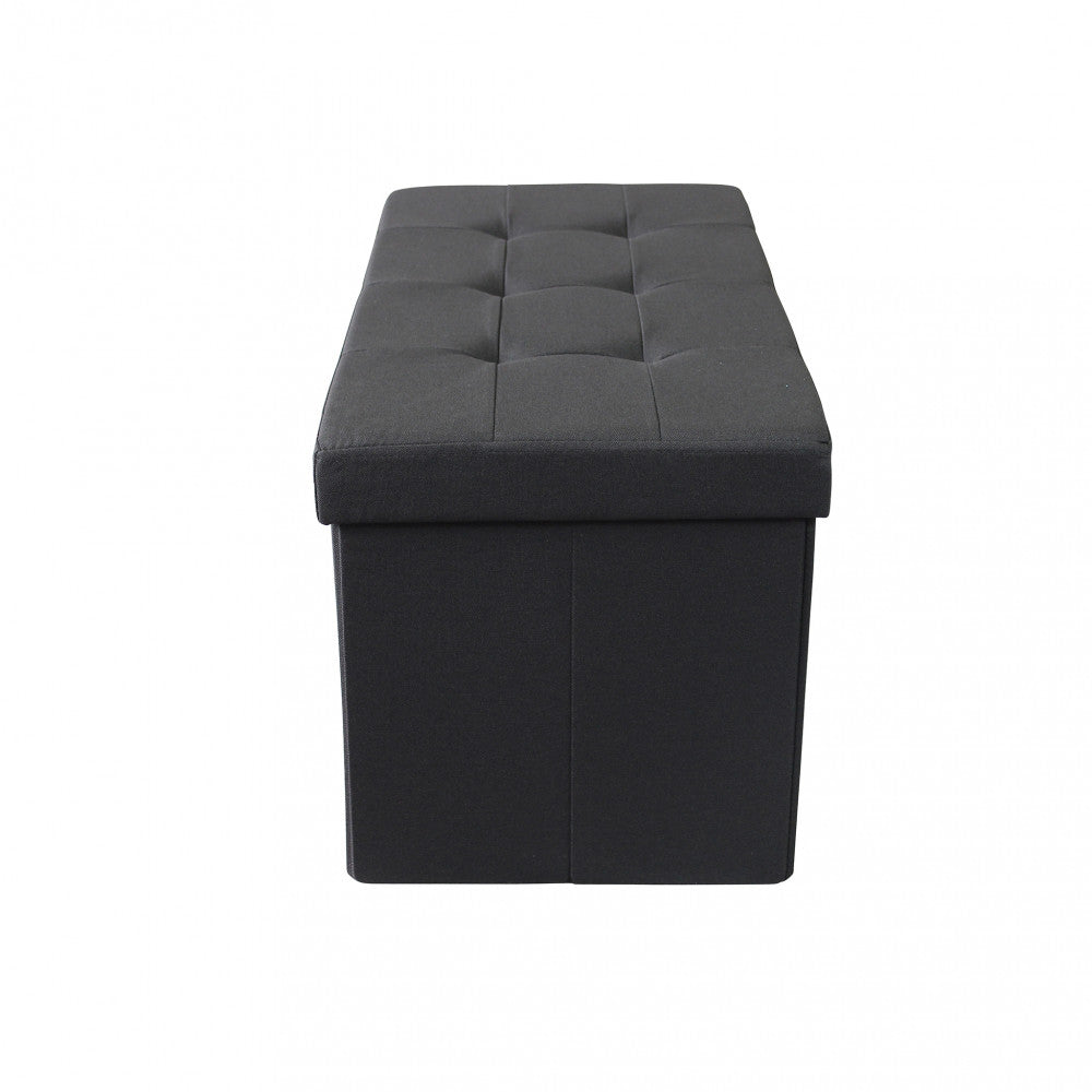 Pouf contenitore rettangolare in stoffa nero