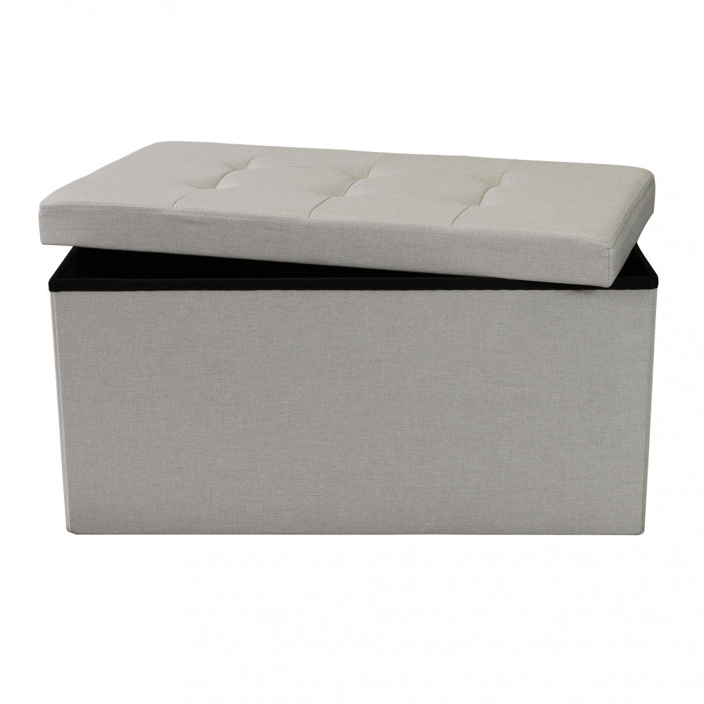 Pouf contenitore rettangolare in stoffa tortora