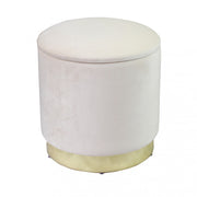 Pouf contenitore rotondo in velluto beig