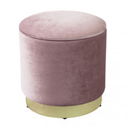 Pouf contenitore rotondo in velluto rosa