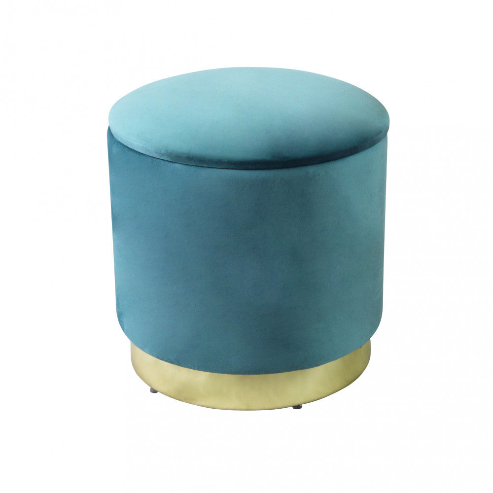 Pouf contenitore rotondo in velluto verde