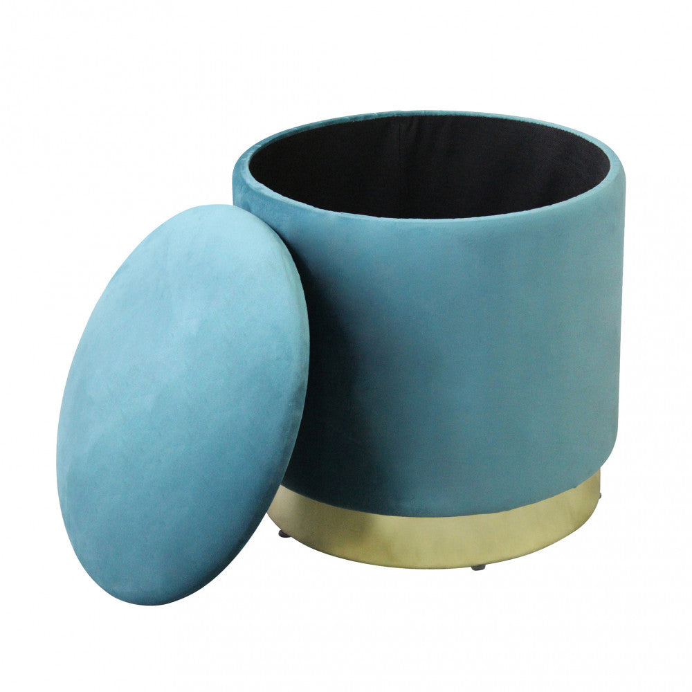 Pouf contenitore rotondo in velluto verde