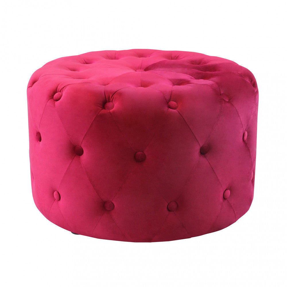 Pouf rotondo in velluto bordeaux