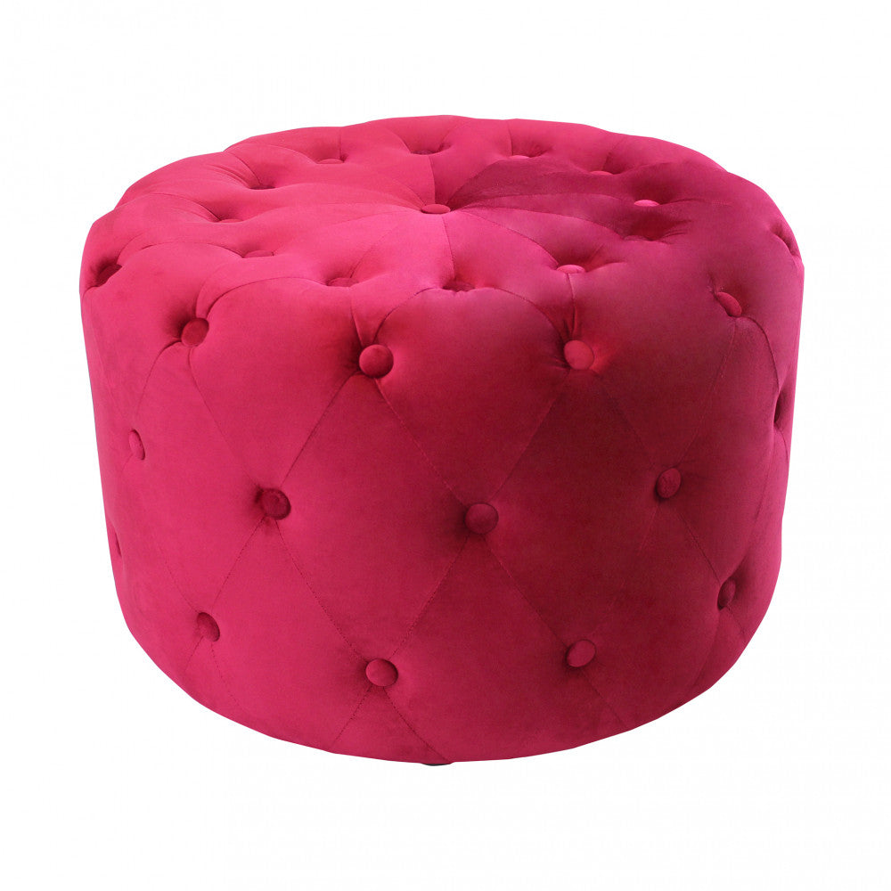 Pouf rotondo in velluto bordeaux