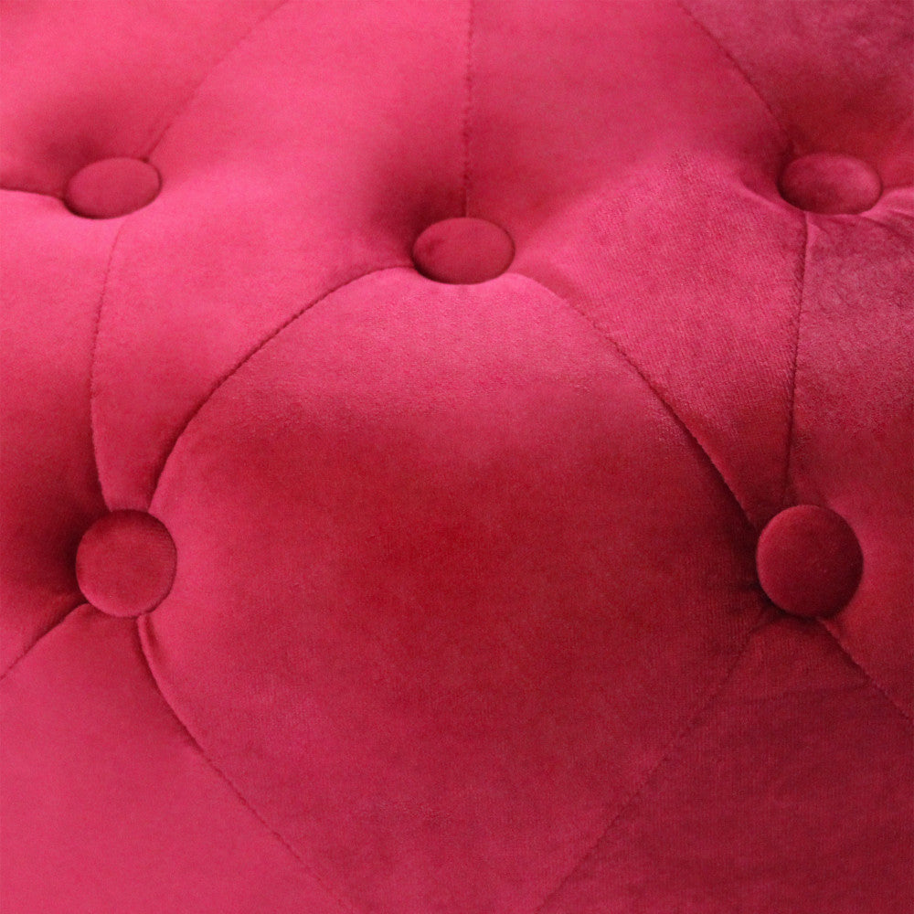 Pouf rotondo in velluto bordeaux