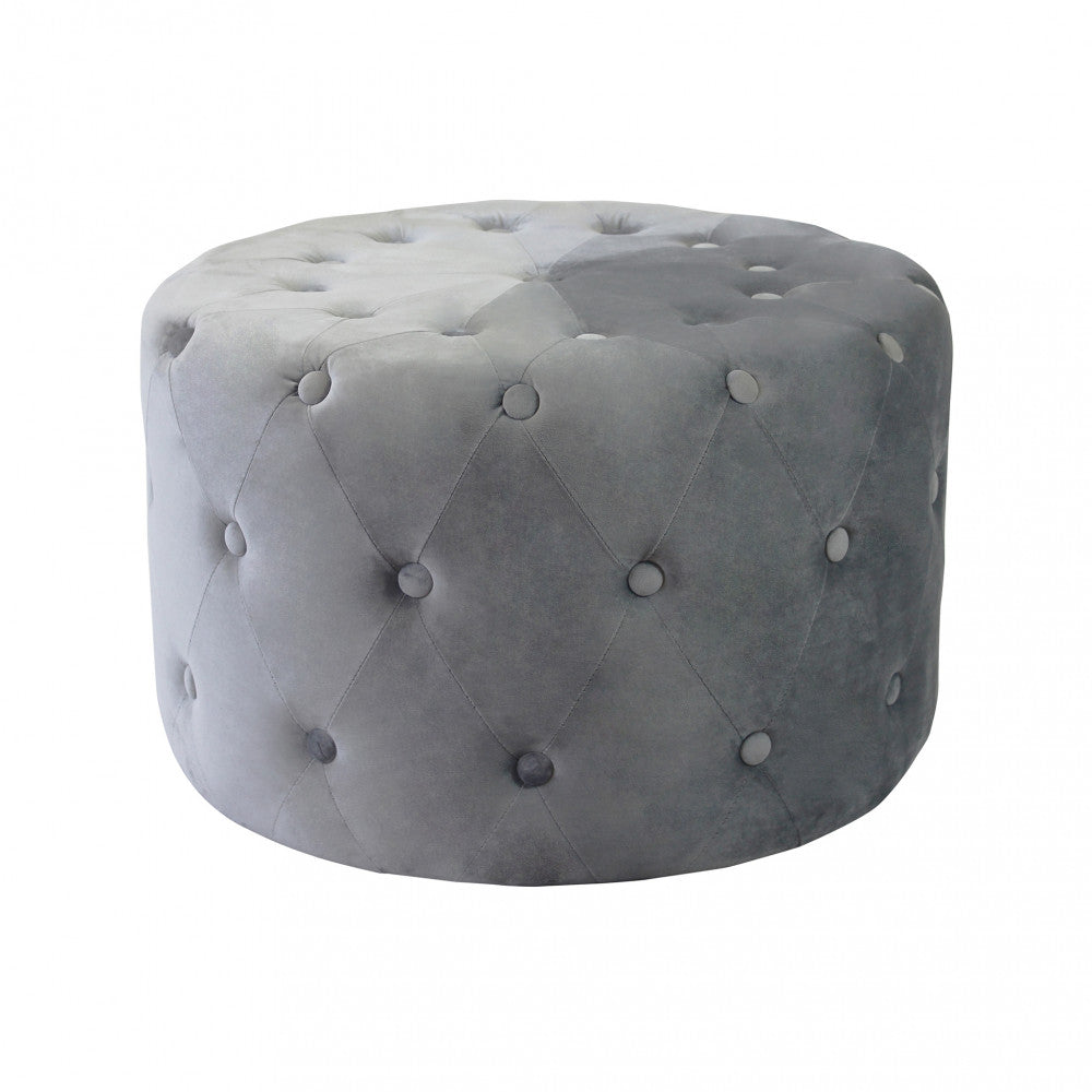 Pouf rotondo in velluto grigio scuro