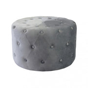 Pouf rotondo in velluto grigio scuro