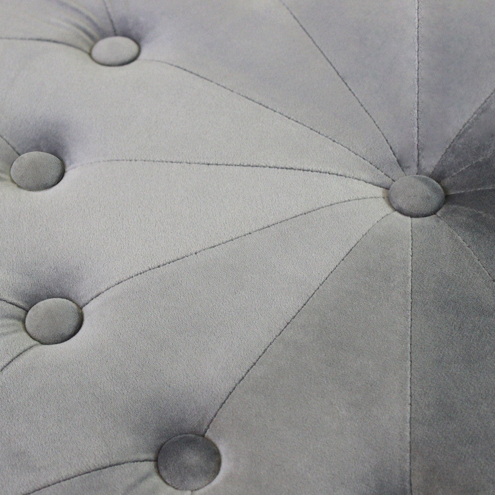 Pouf rotondo in velluto grigio scuro