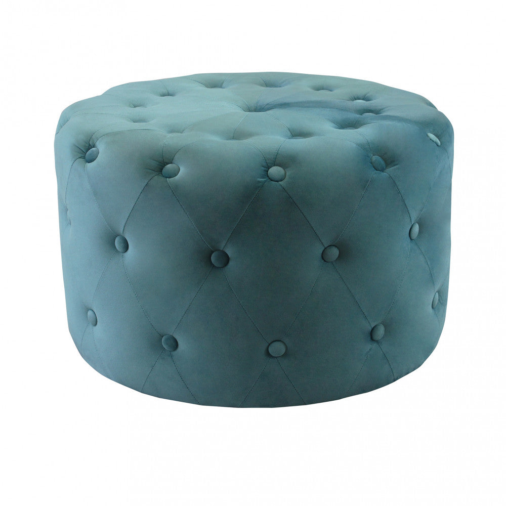 Pouf rotondo in velluto verde