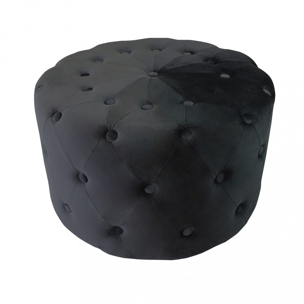 Pouf rotondo in velluto nero
