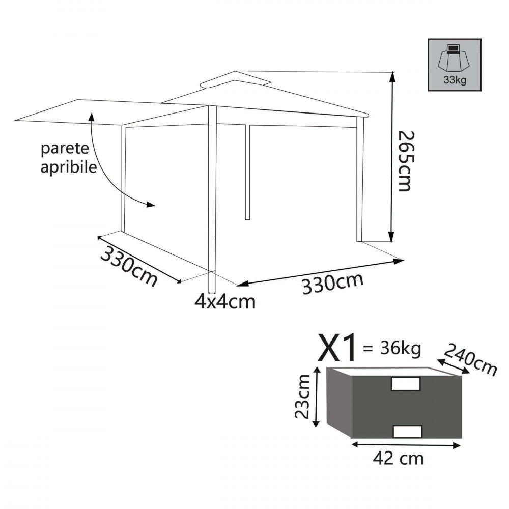 Gazebo antigua 3,3 x 3,3