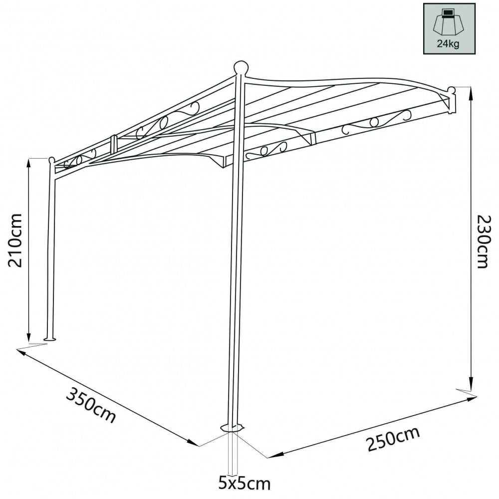 Gazebo pergola addossato 3,5 x 2,5