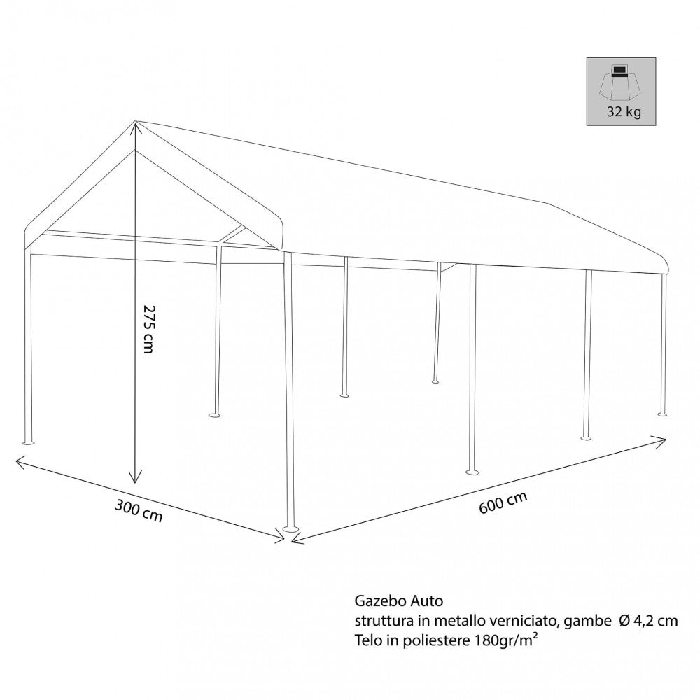 Gazebo auto 3 x 6