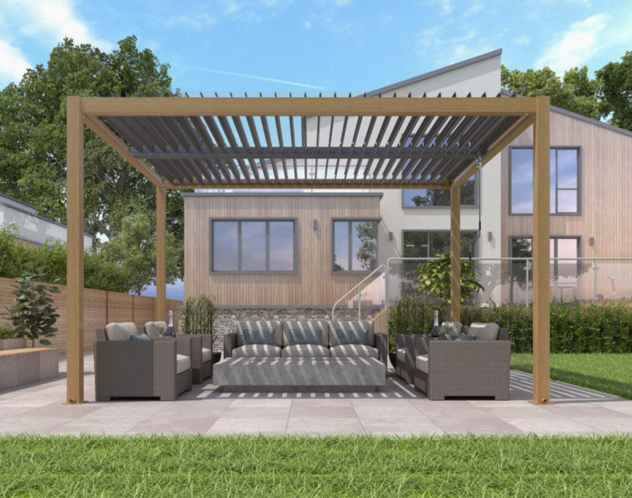 Pergola bioclimatica 3 x 4 effetto legno