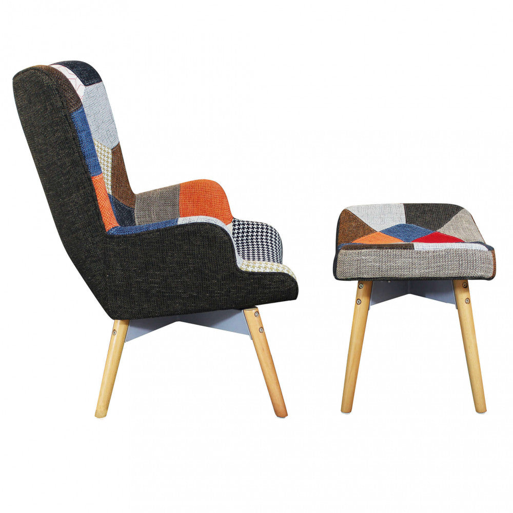 Poltrona con poggiapiedi versailles patchwork