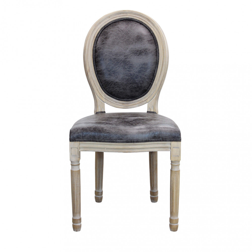 Sedia constance in ecopelle vintage grigio