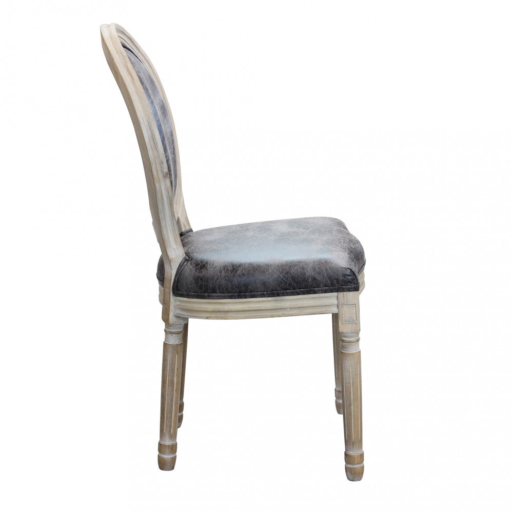 Sedia constance in ecopelle vintage grigio