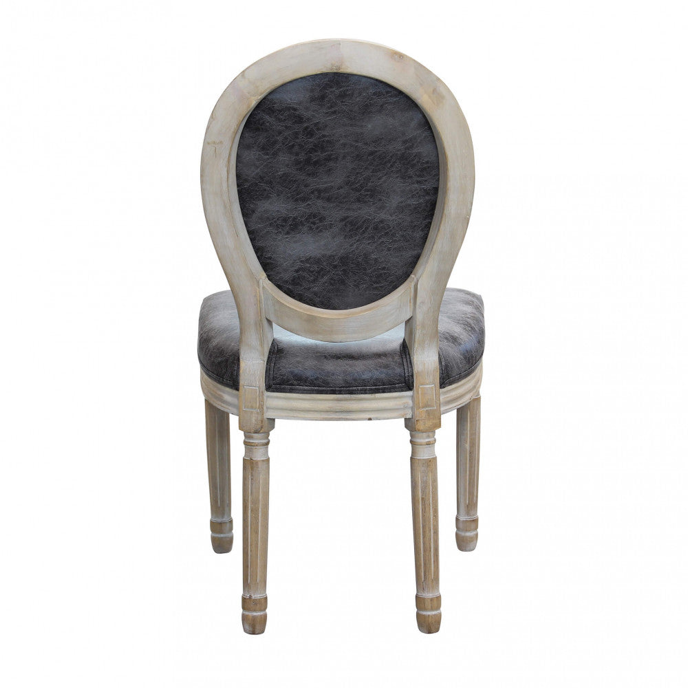 Sedia constance in ecopelle vintage grigio