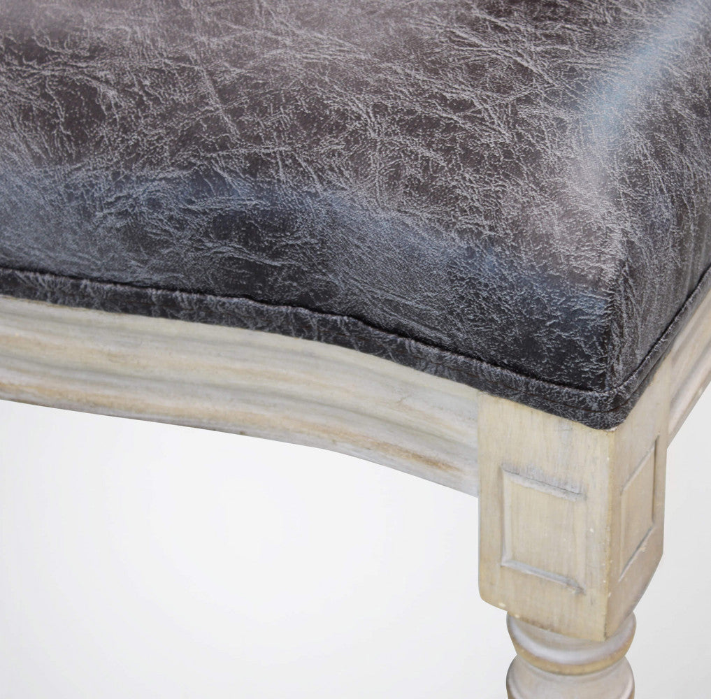 Sedia constance in ecopelle vintage grigio