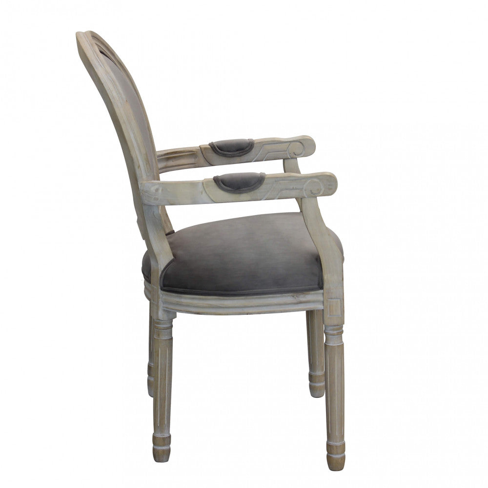 Constance armchair in taupe velvet