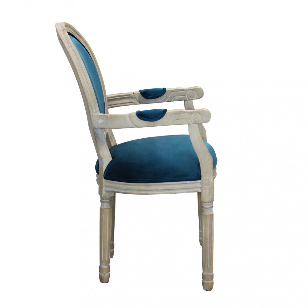 Constance armchair in blue velvet