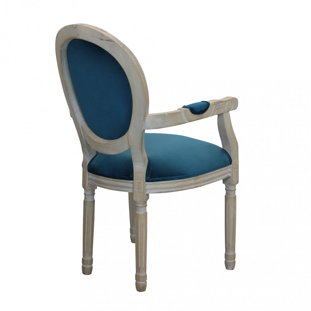 Constance armchair in blue velvet