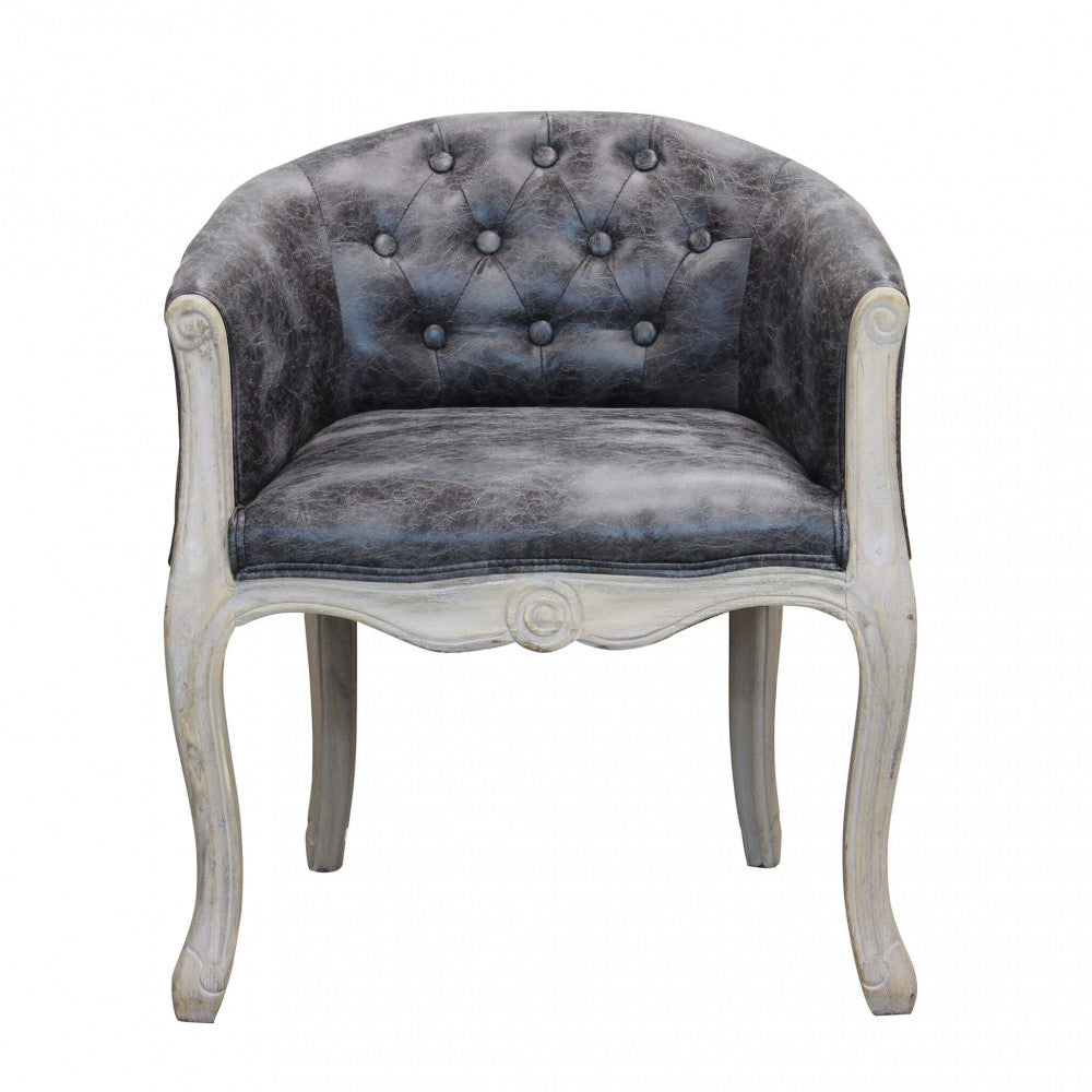 Poltrona coreen in ecopelle vintage grigio