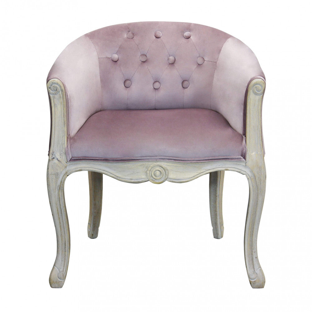 Poltrona coreen in velluto rosa