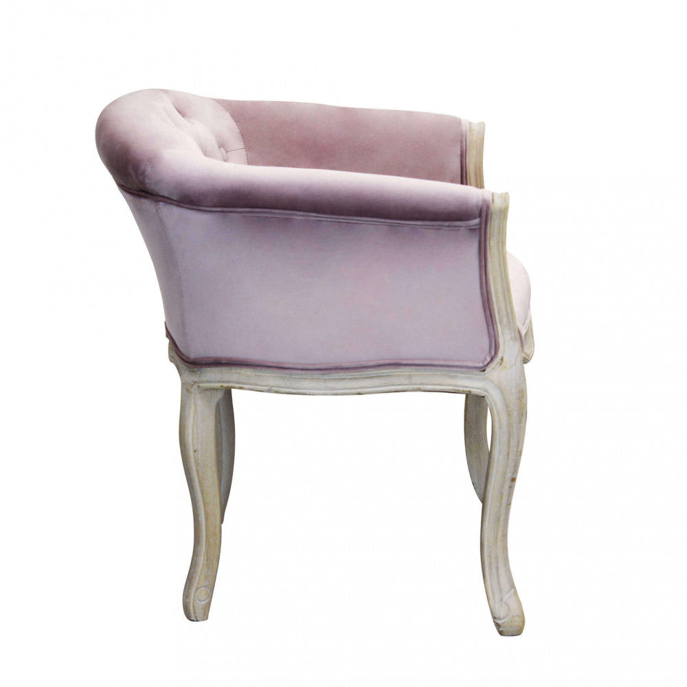 Coreen armchair in pink velvet