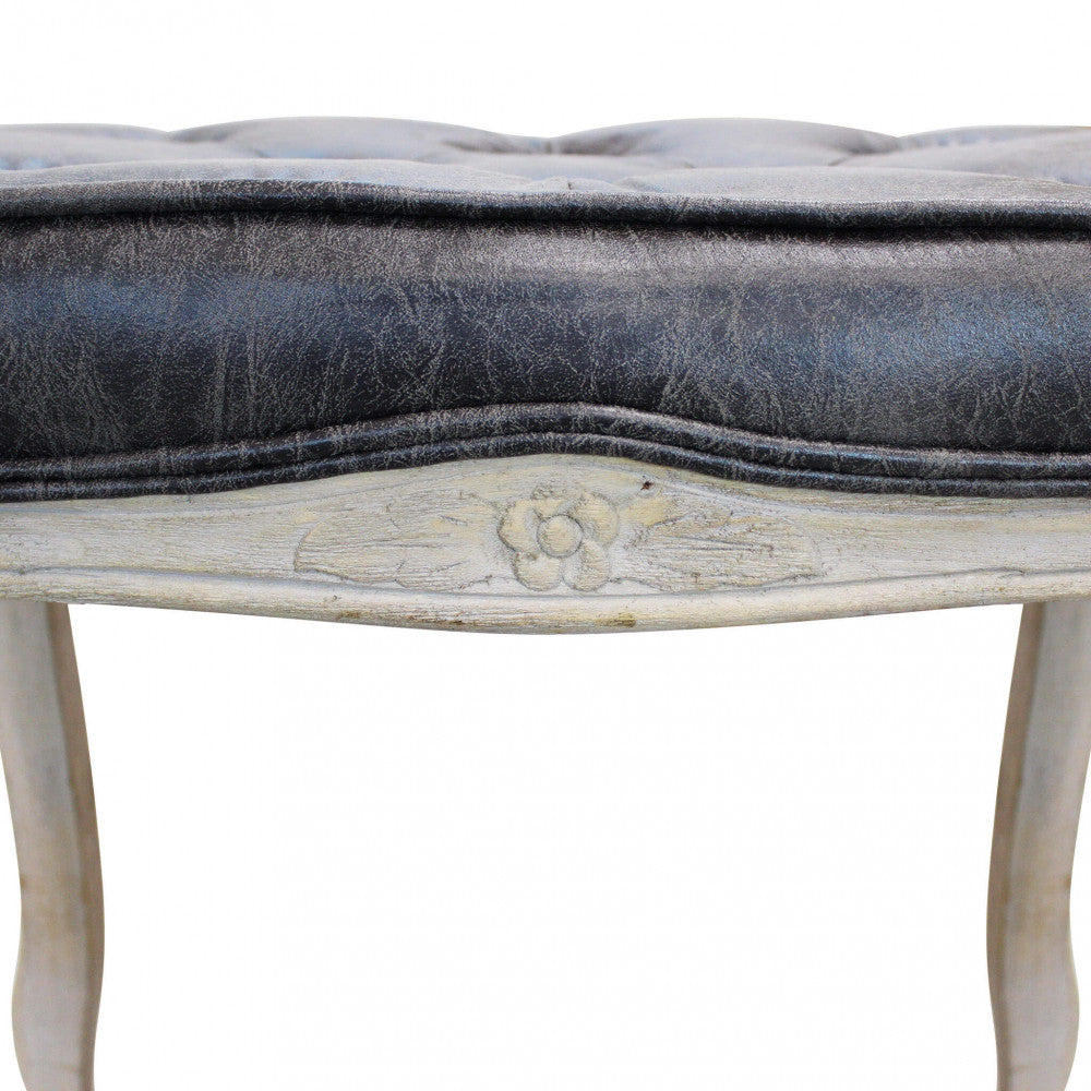 Sgabello marly in ecopelle vintage grigio