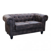 Divano 2 posti chesterfield in ecopelle vintage marrone