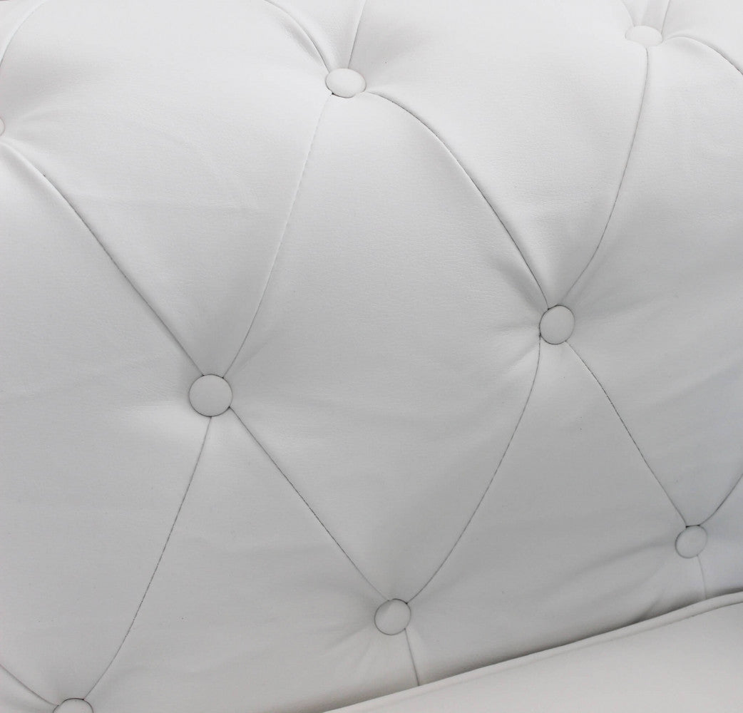 Divano 2 posti chesterfield in ecopelle bianco