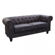 Divano 3 posti chesterfield in ecopelle vintage marrone