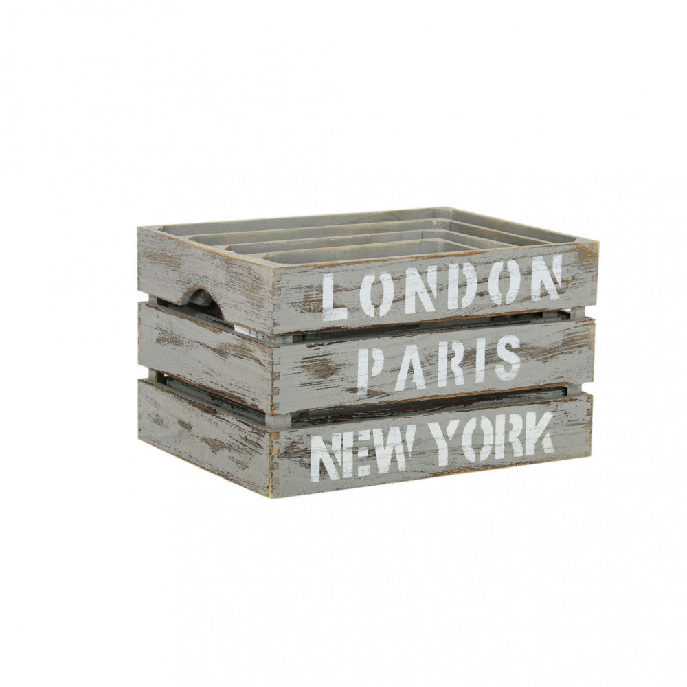 Set di 4 cassette in legno nicole