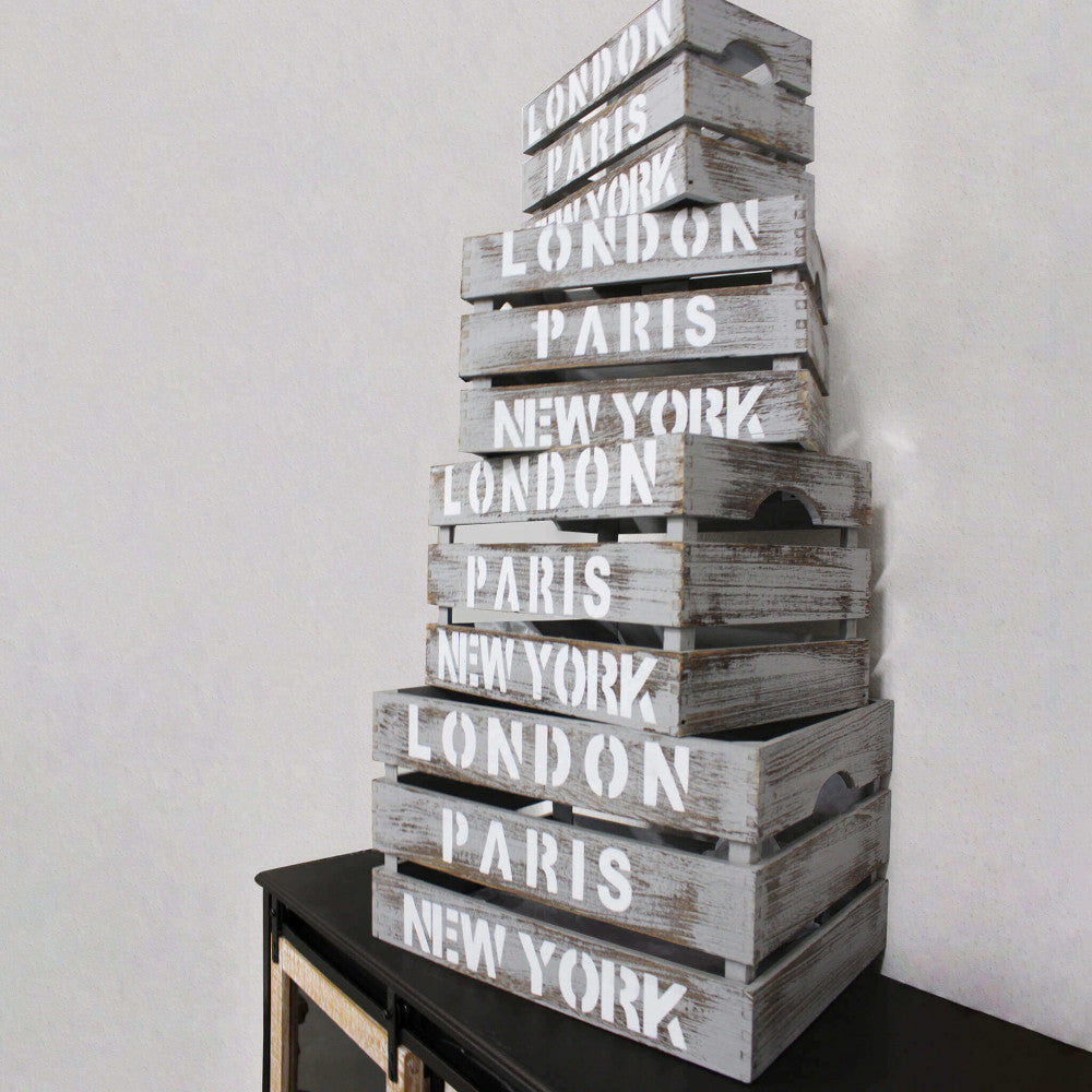 Set di 4 cassette in legno nicole