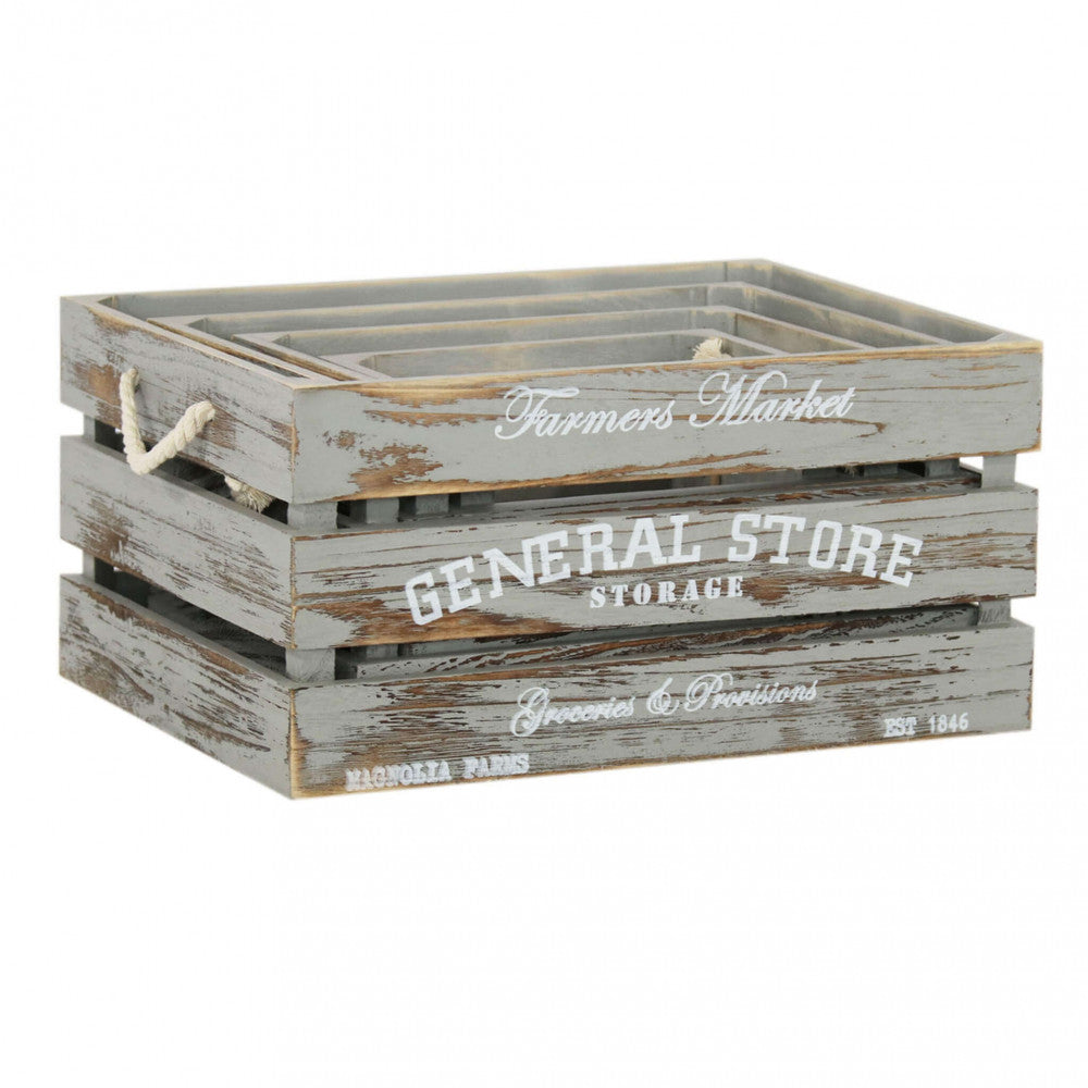 Set di 4 cassette in legno patricia