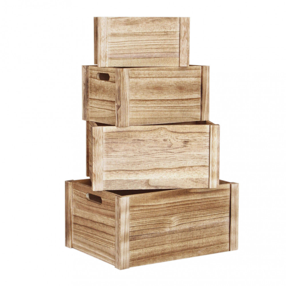 Set di 4 cassette in legno roxane